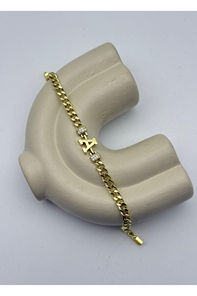 BİJU YILMAZ Vip Gold Letter a Stone Gourmet Bracelet - 26Vipb28