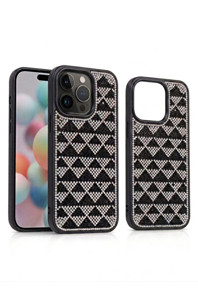 Tasarım IPhone 16 Pro Prada , Taşlı Premium Silikon Kılıf