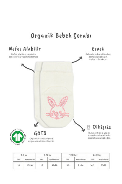 Store %100 Organik Bebek & Çocuk 2li Kaymaz Soket Pamuklu Yumuşak Antialerjik