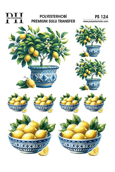 POLYESTERHOBİ Premium Sulu Transfer 25X35 CM LİMON DESENLİ PS 124