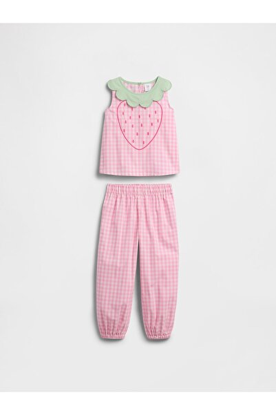 GAP Kız Bebek Pembe Poplin Two-Piece Outfit Set