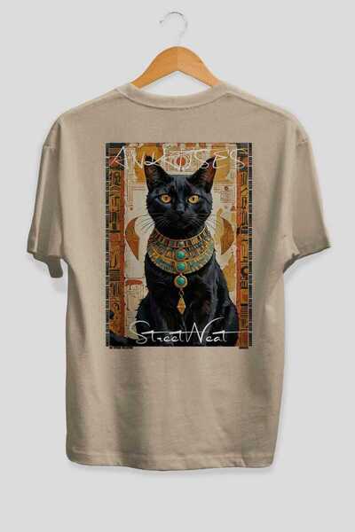 Ankhises Tricou oversize bej cu imprimeu Cat For Cat Lovers, 100% bumbac, des...