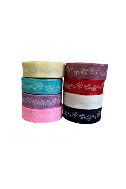 OEM Organza Ribbon With Flowers 2.5cm/25yards Dusty Purple