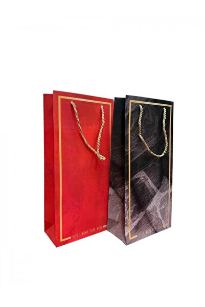 OEM Pungi Cadou Pentru Sticla Chenar Auriu 17x35x8cm Negru