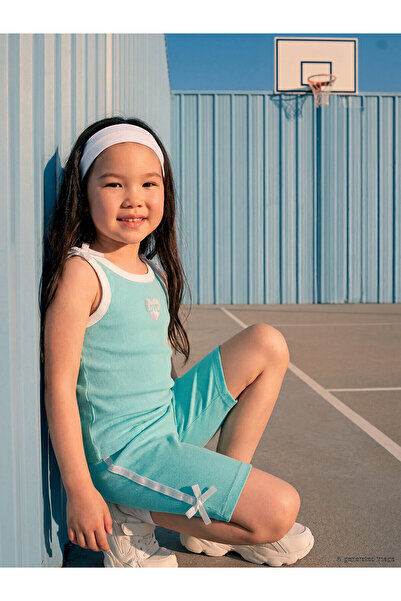 LC Waikiki Peak New Season Glitter Striped Girls' Camisole Short Leggings