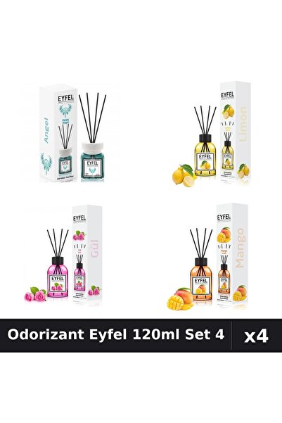 Eyfel Set 4 Odorizant Camera Betisoare 120ml - Angel, Lamaie, Trandafir, Mango