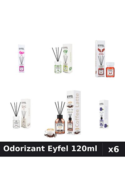 Eyfel Set 6 Odorizante Camera Betisoare 120ml - 6 Arome Asortate, Parfum Intens