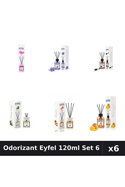 Eyfel Set 6 Odorizante Camera Betisoare - 6 Arome Asortate, 120ml Parfum