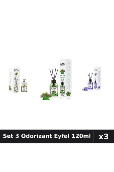 Eyfel Set 3 Odorizante Camera Betisoare, Lacramioare, Lavanda, Pin Si Menta, ...