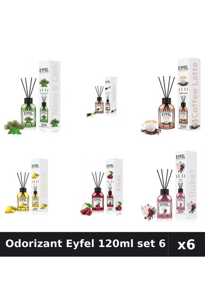 Eyfel Set 6 Odorizante Camera Betisoare - 6 Arome Asortate, 120ml Parfum