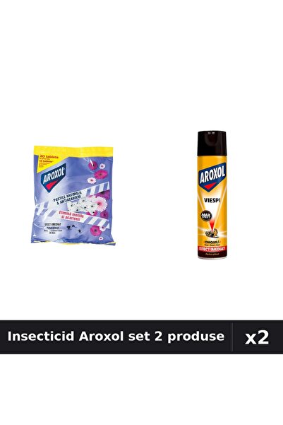 Aroxol Set 2 Insecticid - Pastile 20 bucati și Spray 400ml - Anti Gandaci Tan...