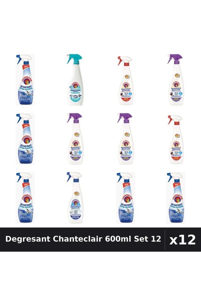 Chanteclair Set 12 Degresant Universal 600ml - 625ml Detartrant - 6 Arome