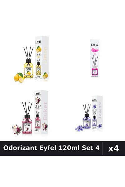 Eyfel Set 4 Odorizant Camera Betisoare - Lămâie, Bubble Gum, Bouquet, Lavandă...