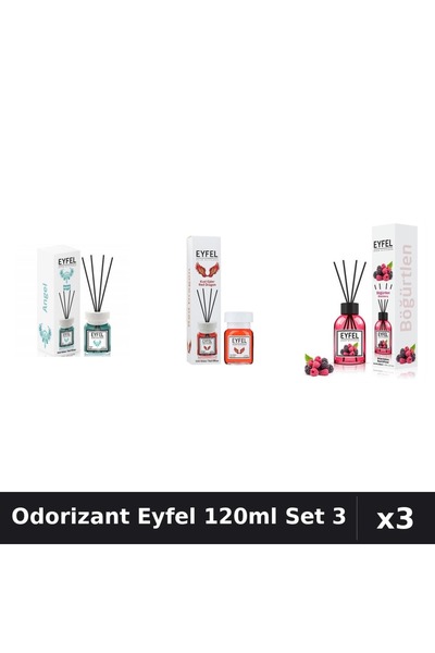 Eyfel Set 3 Odorizant Camera Betisoare 120ml - Angel, Red Dragon, Fructe Păduре