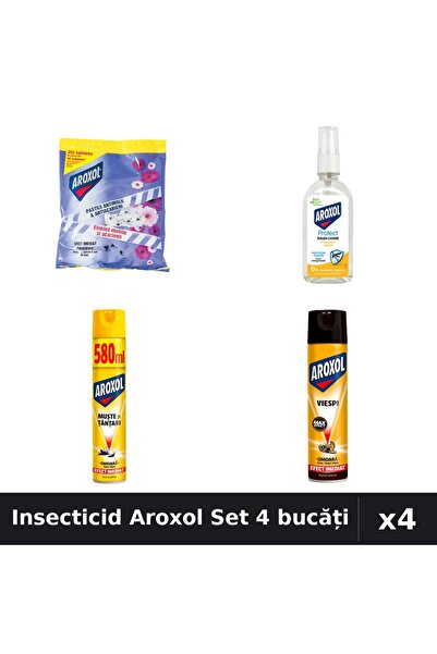 Aroxol Set 4 Insecticid - Pastile, Loțiune, Spray 580ml, 400ml - Protecție Casă