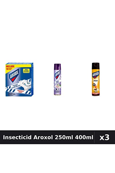 Aroxol Set 3 Insecticid - Pastile Anti-Insecte, Spray 250ml, 400ml - Protecție