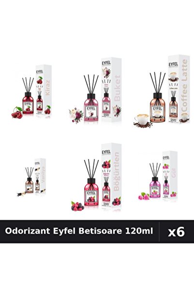 Eyfel Set 6 Odorizante Camera Betisoare 120ml - 6 Arome Asortate Parfum