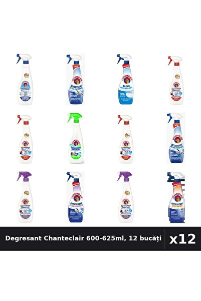 Chanteclair Set 12 Degresant Universal 600-625ml - 8 Arome Asortate, Bicarbon...