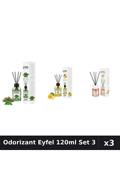 Eyfel Set 3 Odorizant Camera Betisoare 120ml - Pin, Lămâie, Acacia