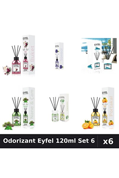 Eyfel Set 6 Odorizante Camera Betisoare 120ml - Bouquet, Zambile, Ocean, Pin,...