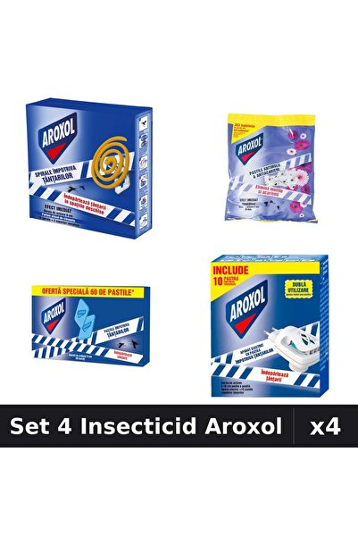 Aroxol Set 4 Produse Anti-Insecte - Pastile/Spirale Anti-Insecte