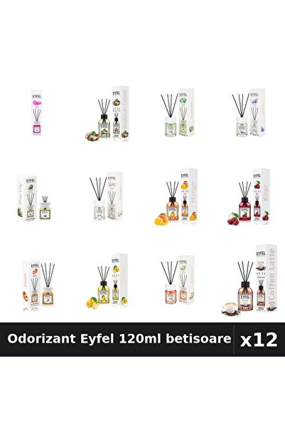 Eyfel Set 12 Odorizante Camera Betisoare 120ml - 12 Arome Asortate, Parfum In...