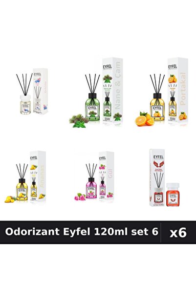 Eyfel Set 6 Odorizante Camera Betisoare 120ml - 6 Arome: Orhidee, Pin, Portocala