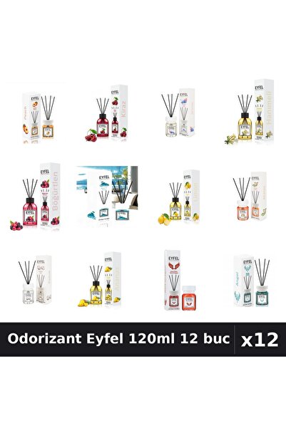 Eyfel Set 12 Odorizante Cameră cu Betisoare 120ml - 12 Arome Asortate Parfum