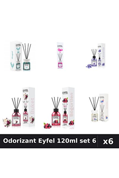 Eyfel Set 6 Odorizante Camera Betisoare 120ml - Angel, Lavanda, Orhidee, Bouquet