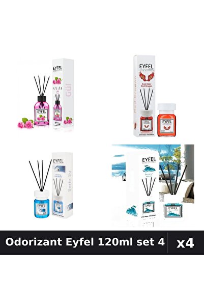 Eyfel Set 4 Odorizant Camera Betisoare 120ml - Trandafir, Red Dragon, Cool Wa...