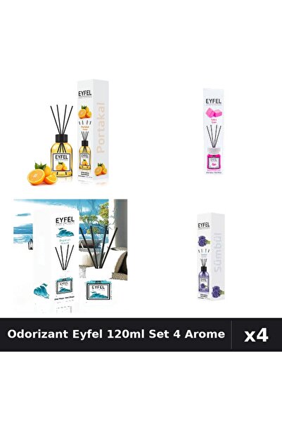 Eyfel Set 4 Odorizant Camera Betisoare 120ml - Portocala, Bubble Gum, Ocean, ...