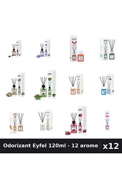 Eyfel Set 12 Odorizante Camera Betisoare 120ml - 12 Arome Asortate, Parfum In...