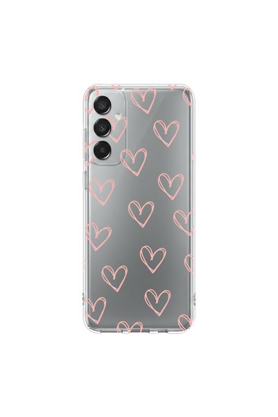 PPKin Samsung Galaxy M15 Compatible Heart 6 Design Transparent Case