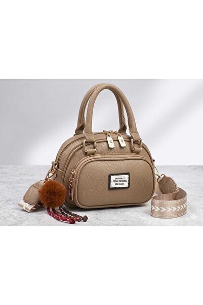Gernic Brown Mini Dome Bag Women - Pom Charm Crossbody Shoulder Bag