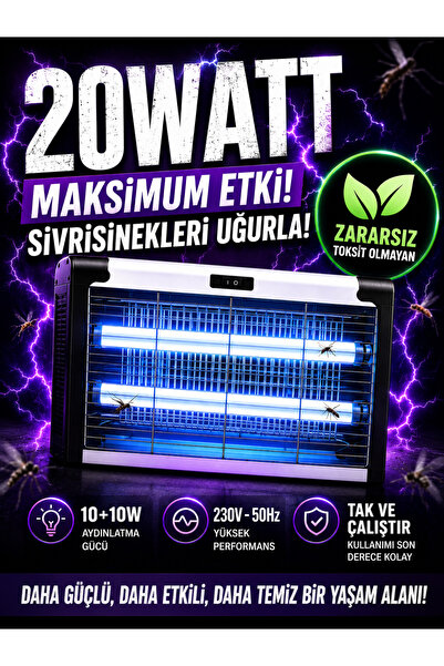 DEANB 20W Çift UVA Işıklı Elektrikli Sivrisinek Kovucu Sinek Öldürücü Haşere ...