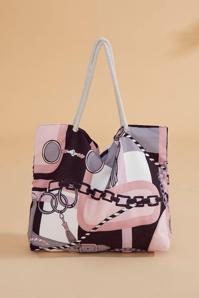 Marina Swimwear Black Patterned Beach Bag |   C2303