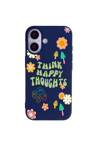 Casen iPhone 17 Lacivert Think Happy Renkli Silikon Kılıfı