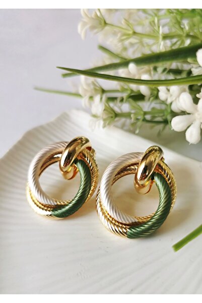 Halley Concept Helix Knitted Patterned Steel Earrings 3X2.5 cm – Emerald Green