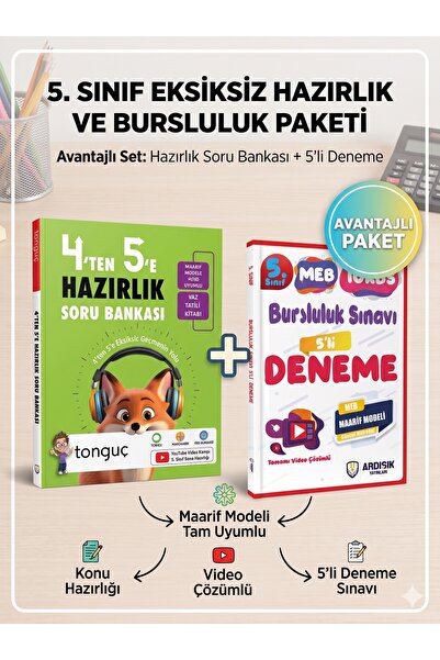 Tonguç Yayınları 4 ten 5 e Hazırlık Soru Bankası 5. Sınıf Bursluluk Deneme Sı...