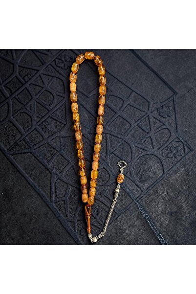 AURA STONE Original Sikma Amber 12.05 Gr Silver Tassel Rosary