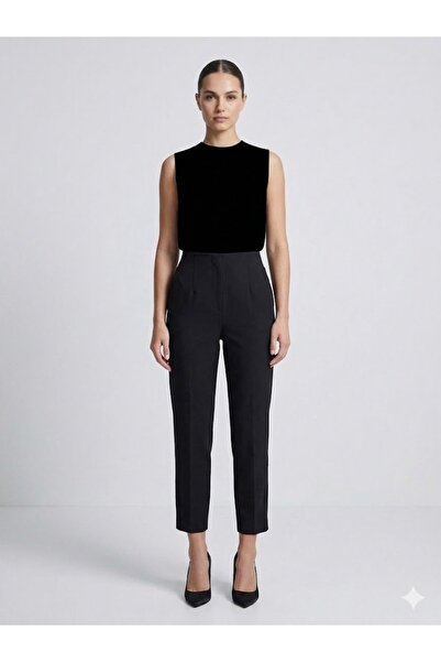 centilmen Ercan Akdeni̇z Women's Navy Blue High Waist Fabric Trousers 5012