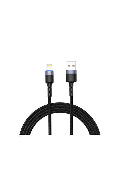 TELLUR Καλώδιο USB σε Lightning με LED, 2Α, νάιλον, 2μ, νάιλον, μαύρο