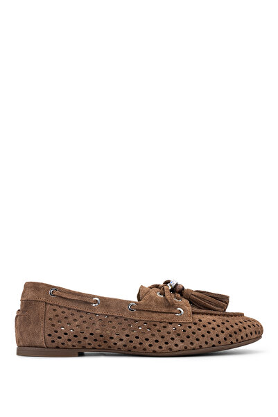 Tamer Tanca Women's Genuine Leather Brown Loafer Shoes
