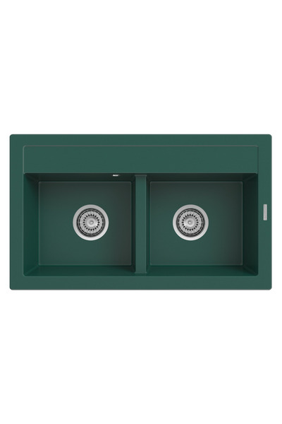 Granitan Chiuveta Granit Duet Verde Sticla, 746x442mm, doua cuve, sifon inclus