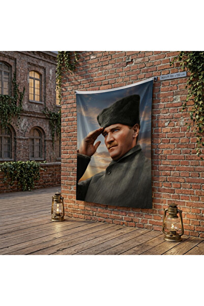 puntodizayn Selam Veren Ulu Önder Gazi Mustafa Kemal Atatürk poster Bayrak Ra...
