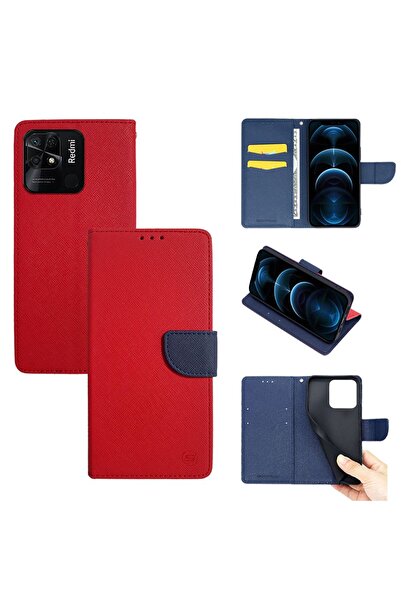 Sonique Θήκη Πορτοφόλι Trend Wallet Xiaomi Redmi 10C Κόκκινο / Σκούρο Μπλε