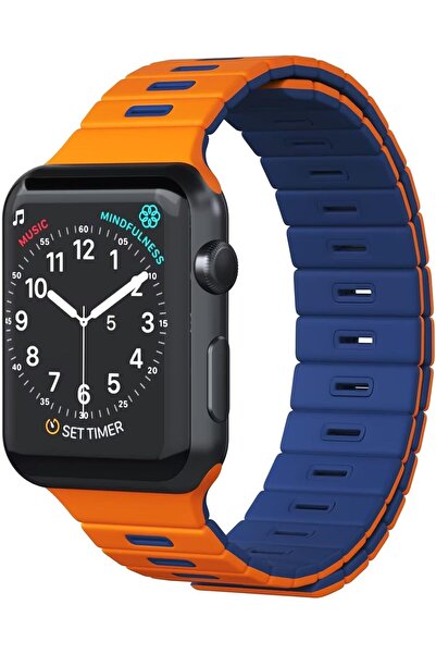 GOUİ Magnetic Apple Watch Band, Orange and Blue