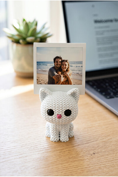 lusidadesign Örgü Desenli Sevimli Kedi Polaroid Fotoğraf Tutucu Masaüstü Deko...
