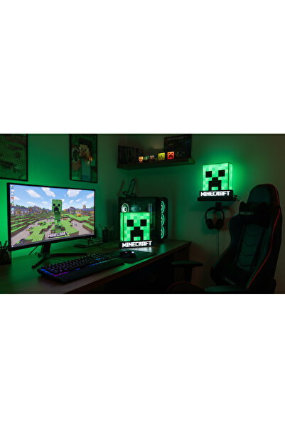 MINECRAFT بوكس إضاءة ماين كرافت LED ثلاثي الأبعاد – ديكور ألعاب مميز لغرفة ال...