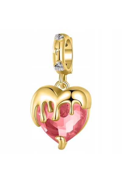 Larezo pandantiv, element decorativ, Model Inima Rosie Cu Zirconiu Cubic, Cad...